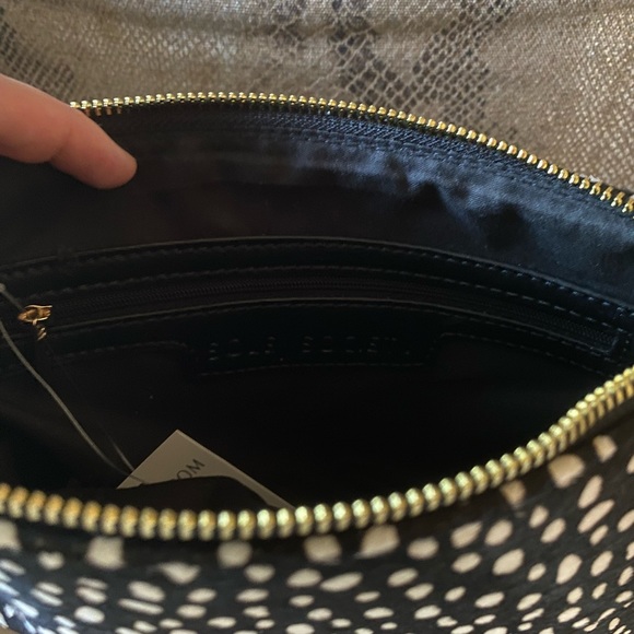 Sole Society dolce black and white animal print clutch pouch calf hair NWT $69 - Picture 9 of 11